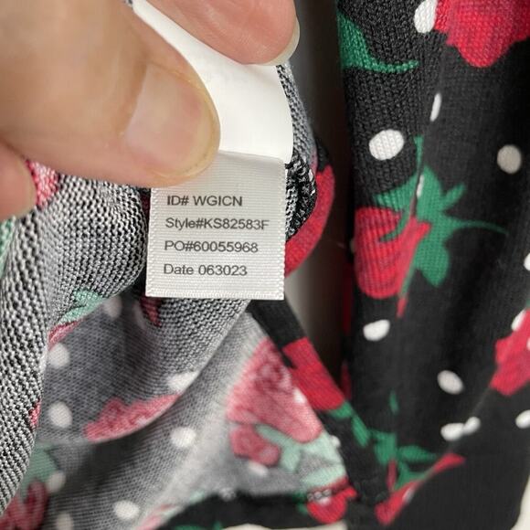 Kate Spade Wide Leg Pajama Set Size XS Black Red Rose Polka Dot Classic Designer - Picture 6 of 12